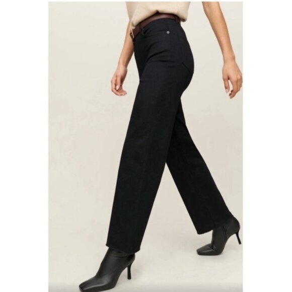 Reformation Emma High Rise Wide Leg Jeans '90s Relaxed Black Washed Denim 28 - Picture 3 of 11